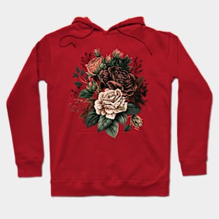 Vintage Roses Flower Floral Illustration Blossom Hoodie